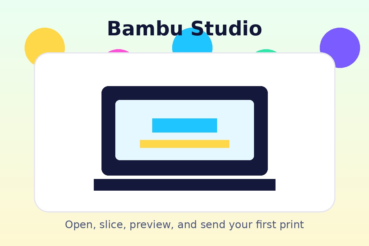 Illustration of Bambu Studio slicing lesson on laptop