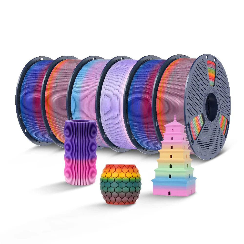 Silk rainbow filament rolls